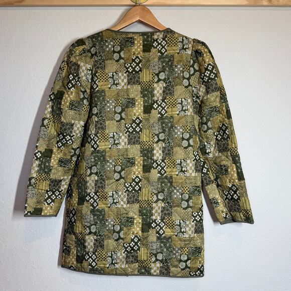 Women's Current Air Quilted 3/4 Sleeve Patchwork Green Jacket‎ Size M NEW - Picture 7 of 11